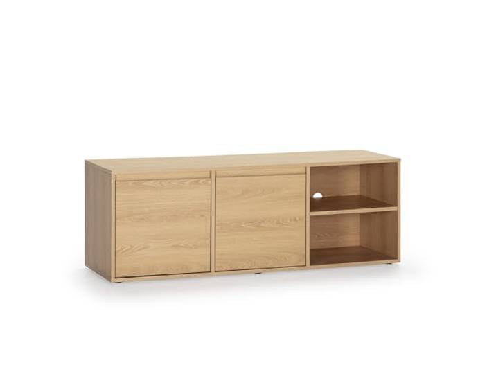 HOMN LIVING TV-Schrank Tori 2 Türen und 2 offenen Regalböden Eiche-Optik, 130 cm (Breite) 40 cm (Tiefe) 46 cm (Höhe)