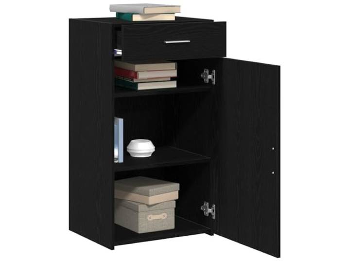 KTHLBRH Sideboard mit Schublade Eiche schwarz 50 x 42,5 x 93 cm Technisches Holz, modernes Design, 1 Tür, großer Raum, Montage erforderlich