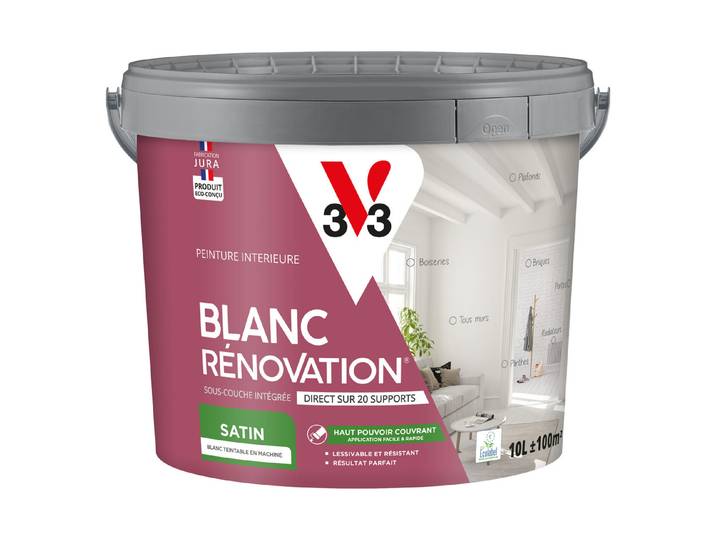 V33 Renovierungsfarbe Blanc Renovation 10 l Weiss Satiniert