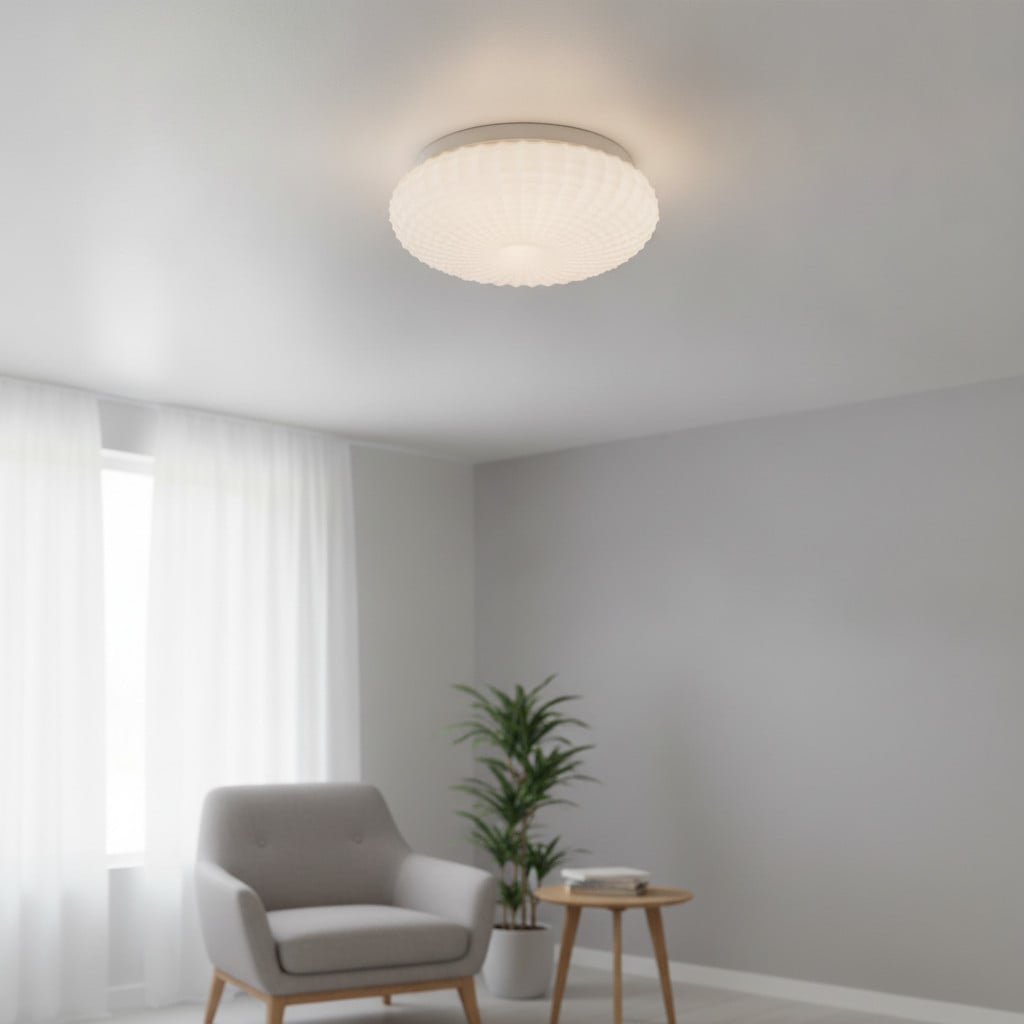 Lyora Plafondlamp Clam wit glas en metaal