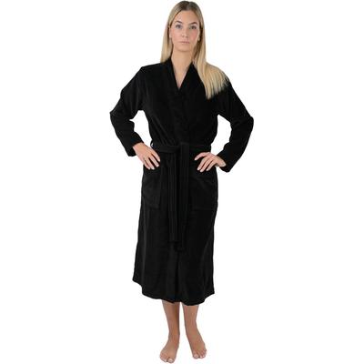 Damenbademantel WEWO FASHION "5810" Gr. L, schwarz, L:120cm, Veloursfrottier, Hausmäntel, Leicht-Velour