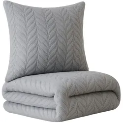 Leonado Vicenti Bettwäsche 155x220 cm Grau Winter Plüsch Damast Premium Cashmere Touch geprägtes Design Blumen mit Reißverschluss extra warm flauschig