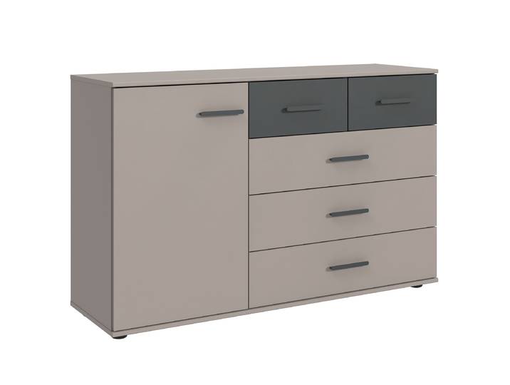 Enfilade avec 5 tiroirs Digit 130 x 83 x 41cm Beige/Gris/Gris Sahara/Graphite