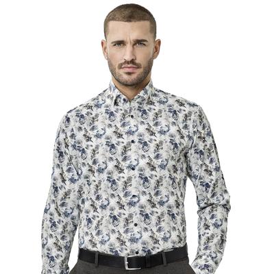 Businesshemd VENTI "VENTI Businesshemd Langarm Print", Herren, Gr. 48, Normalgrößen, bunt (beige), 100% Baumwolle, bedruckt, schmal, Hemden