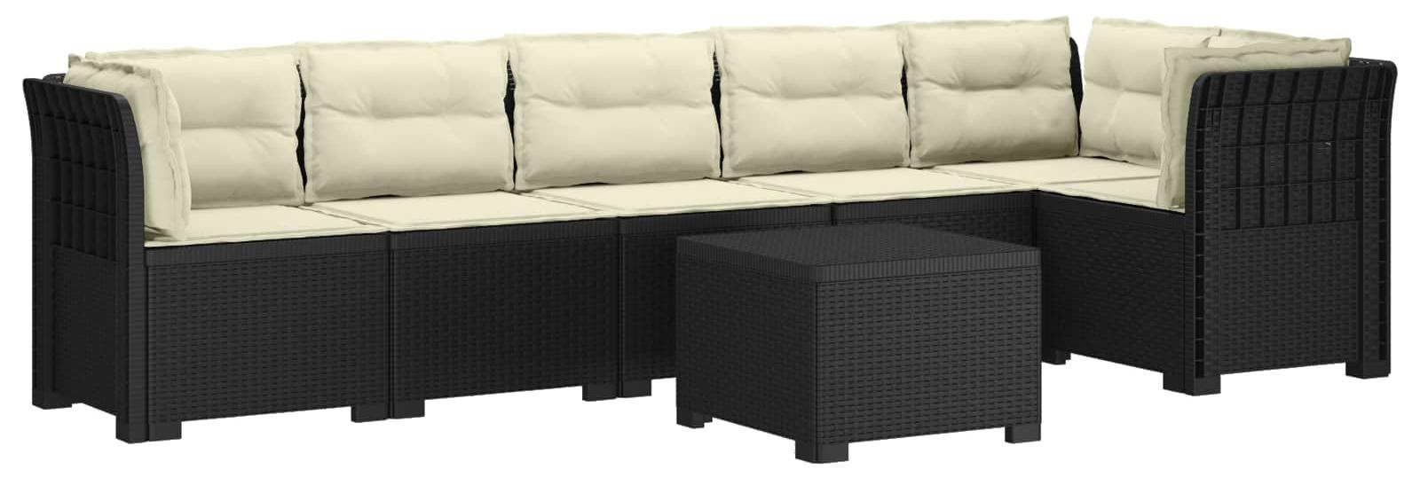 vidaXL 6-Sitzer Garten Sofa mit Kissen Rattan Look PP Anthrazit