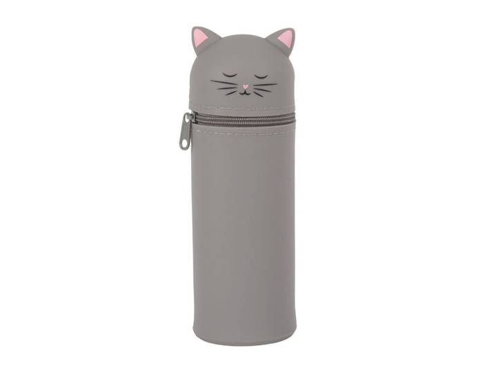 Federmäppchen Katze, grau