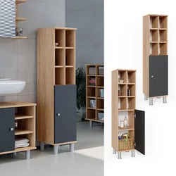 Vicco Badschrank Fynn Midischrank 8 Fächer Hochschrank Badezimmerschrank Bad