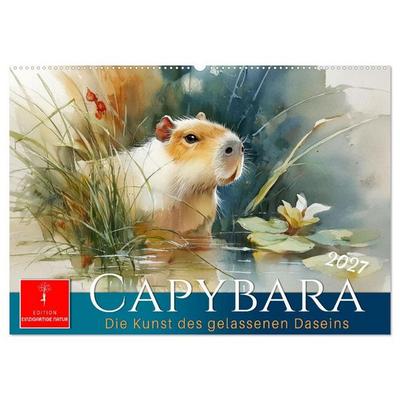 Capybara - die Kunst des gelassenen Daseins (Wandkalender 2027 DIN A2 quer), CALVENDO Monatskalender