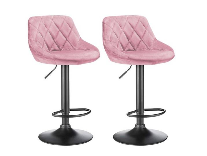 Lot De 2 Tabourets De Bar - ERROLVES - Assise En Velours - Rose - 37×35×64 5-80cm-Pour Soulager La Fatigue Et Se Détendre
