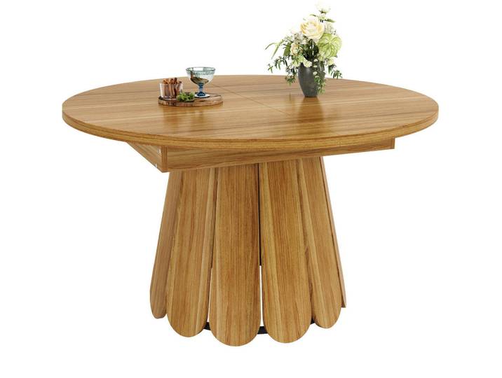Flora Grace Esstisch 118/158/118/76,8 cm in Braun ausziehbar mit Holzoptik, 118x76x118 cm, Esszimmer, Esstische