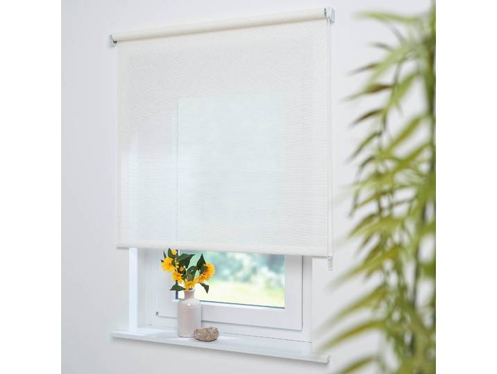 Seitenzugrollo LIEDECO Dekor Struktur Gr. 10, weiss (weiß, naturfarben), B:72cm H:180cm, Polyester, Rollos, Seitenzugrollo