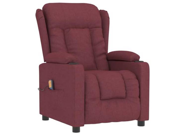 vidaXL Massagesessel, Verstellbar Sessel mit Heizung, Relaxsessel mit Liegefunktion Vibrationsfunktion, Fernsehsessel Liegesessel, Weinrot Stoff
