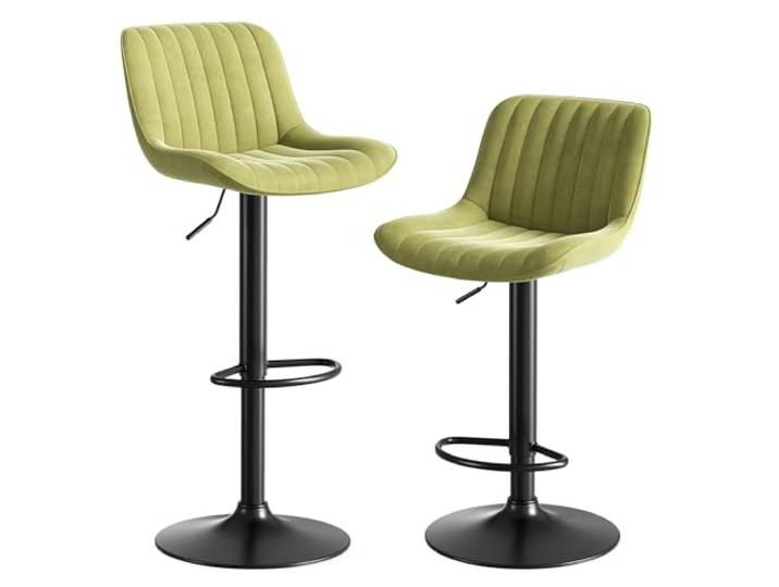 UNISOAR Barhocker 2er Set, Drehbare Barhocker mit Lehne, Höhenverstellbar aus PU-Leder, Moderner Barstuhl Küchenhocker Bar Hocker Bar Stool (Grün, 2er Set)
