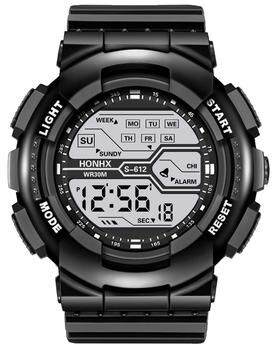 ModernMart Mens Waterproof Digital Sports Watch With LED Backlight, Alarm & Stopwatch black