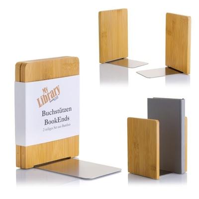MyLibrary Buchstützen 2er-Set – Holz & Edelstahl