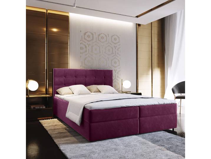 AKTION Polsterbett Boxspring GLORIEN 140x200 cm purpur II. Wahl