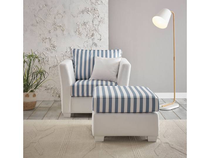 Home affaire Sitzgruppe CALIFORNIA, (2-tlg), maritimer Landhausstil, Sessel mit passenden Hocker 65x65 cm