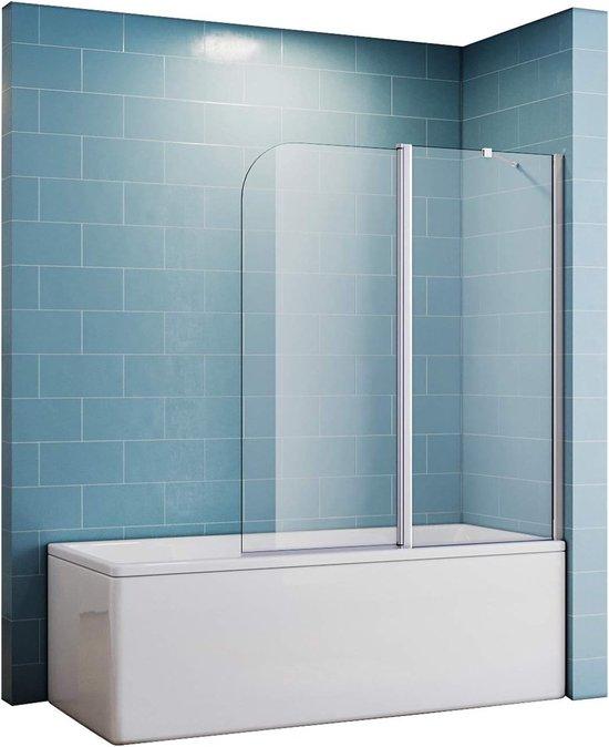 Duschabtrennung für Badewanne 120 x 140 cm Sicherheitsglas mit Klappfunktion