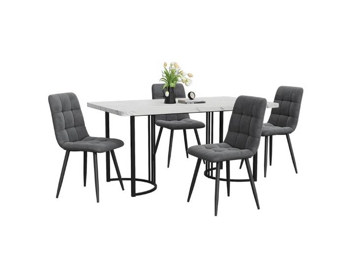 Ensemble de salle à manger (5 pièces) Table de salle à manger avec 4 chaises Ensemble de table de cuisine moderne 140×80cm Table d