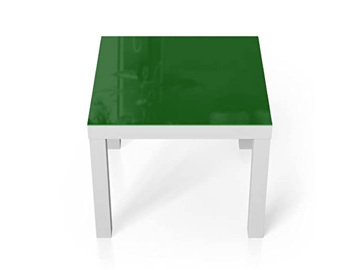 DEQORI Glastisch weiß klein 55x55 cm Unifarben - Dunkelgrün ausgefallener Beistelltisch aus Glas Hochglanz Couchtisch fürs Wohnzimmer moderner Couch Tisch mit Design