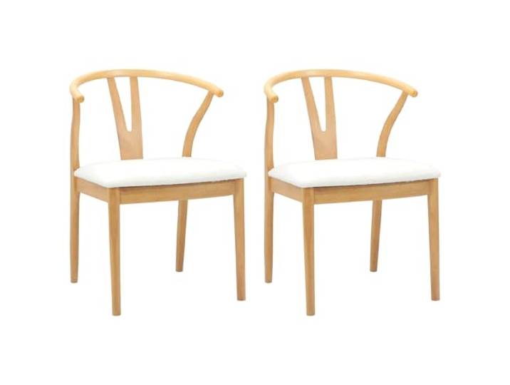 KGHERMDF Esszimmerstuhl 2 Stück Natur Massives Gummiholz Gepolsterter Sitz, Vintage Design, Vielseitig für Esszimmer und Büro, Pflegeleicht