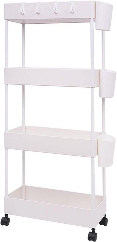 4-laagse slanke opbergwagen voor keuken, badkamer en kantoor - uitschuifbare rollende trolley