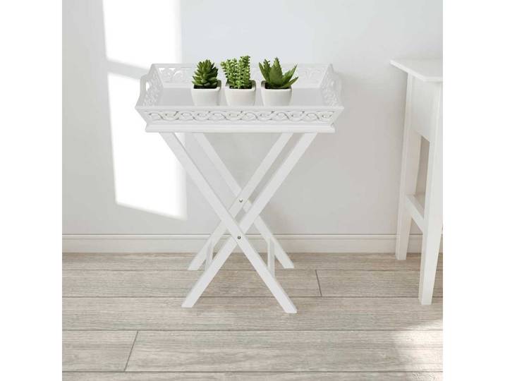 vidaXL Beistelltisch vidaXL Serviertisch/Beistelltisch mit Tablett Weiß