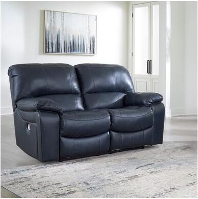 "Signature Design by Ashley Leesworth Blue Power Reclining Loveseat - 65""W x 41""D x 41""H"