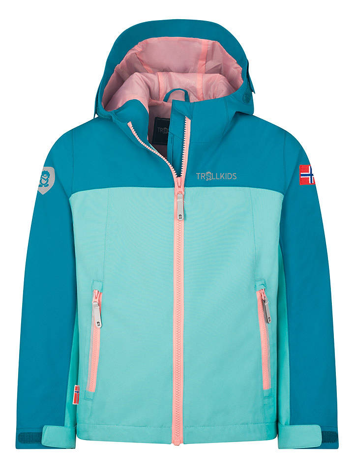 Trollkids Regenjacke "Telemark" in Hellblau/ Rosa - 110