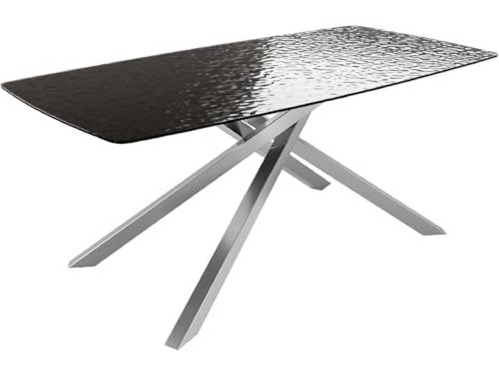 DELIFE Esszimmertisch Edge Boot Reliefglas Rauchschwarz 3D-Design 200x100