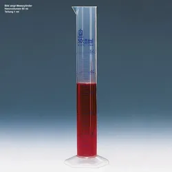 Messzylinder hohe Form blaue Graduierung 50 ml : 1 ml PP 10 Stück