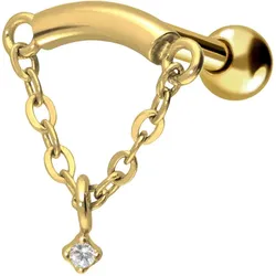 Chirurgenstahl Ohrpiercing BOGEN + KETTE + KRISTALL