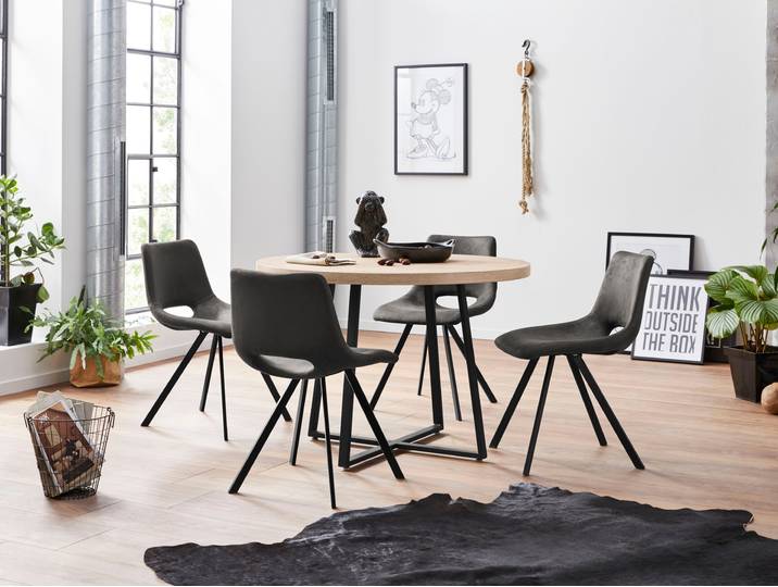Essgruppe GOODPRODUCT, grau (eiche, anthrazit), Sitzmöbel-Sets, Essgruppe, mit 4 Stühle