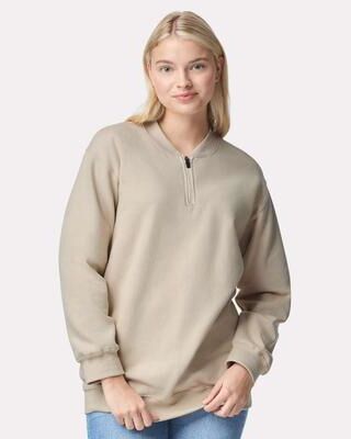 Gildan SF008 Softstyle Midweight 1/4 Zip Sweatshirt in Sand size Small   80/20 Cotton/Polyester