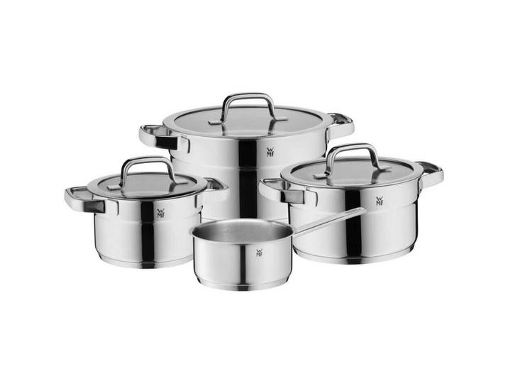 WMF Kochtopfset Compact Cuisine, Edelstahl, Metall, 4-teilig, 16 cm, 1,4 L, rund, 29.4x23.7x50.6 cm, Made in EU, backofengeeignet, rostfrei, hitzebeständig,backofengeeignet, Kochen, Töpfe, Topfsets