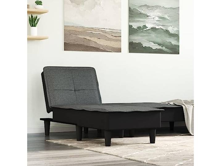 DFSQWRTYG Chaiselongue Dunkelgrau Relaxliege Stoff Schlaffunktion 3-fach verstellbar, Gästebett-Funktion, Platzsparendes Design, Robuster Rahmen