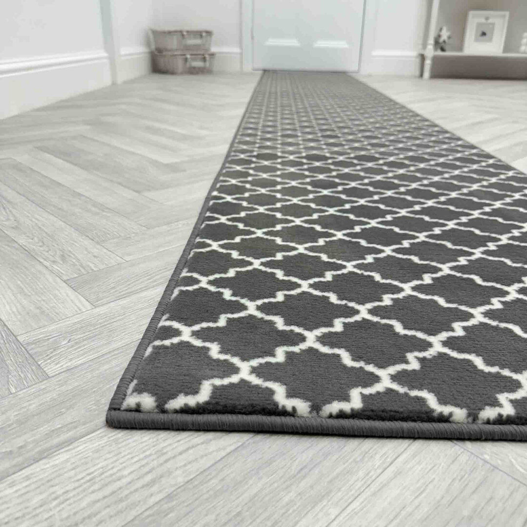 Lark Manor Runner Geometric Area Rug Grey Runner 70 x 330 cm