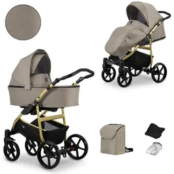 Kunert, Kinderwagen, MATA 2in1 Kinderwagen in Braun mit Goldrahmen – eleganter Komfort und höchste Sicherheit