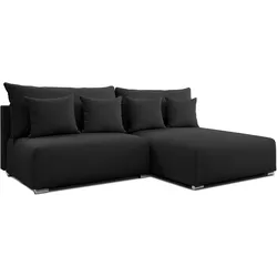 ECKSOFA L Form Ederra Dunkelgrau 208/190/91 cm – großes Sofa mit Schlaffunktion R