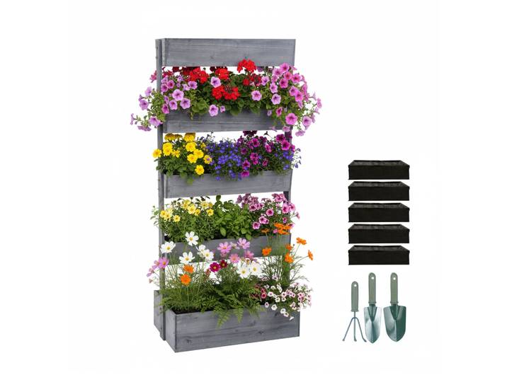 Vertikalbeet mit mehreren Kästen Anthrazit