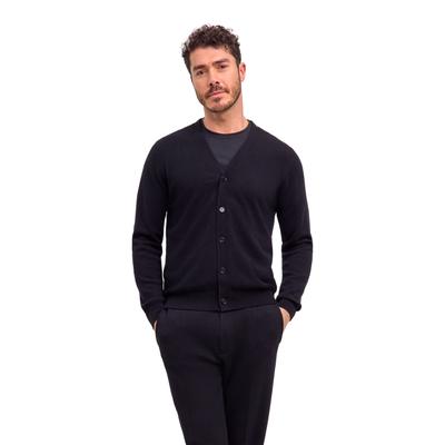 Cardigan FALKE "Pure Cashmere", Herren, Gr. S, schwarz (3000), Strickjacken