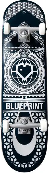 Skateboard Komplettboard Blueprint Home Heart (8" - Navy/White)