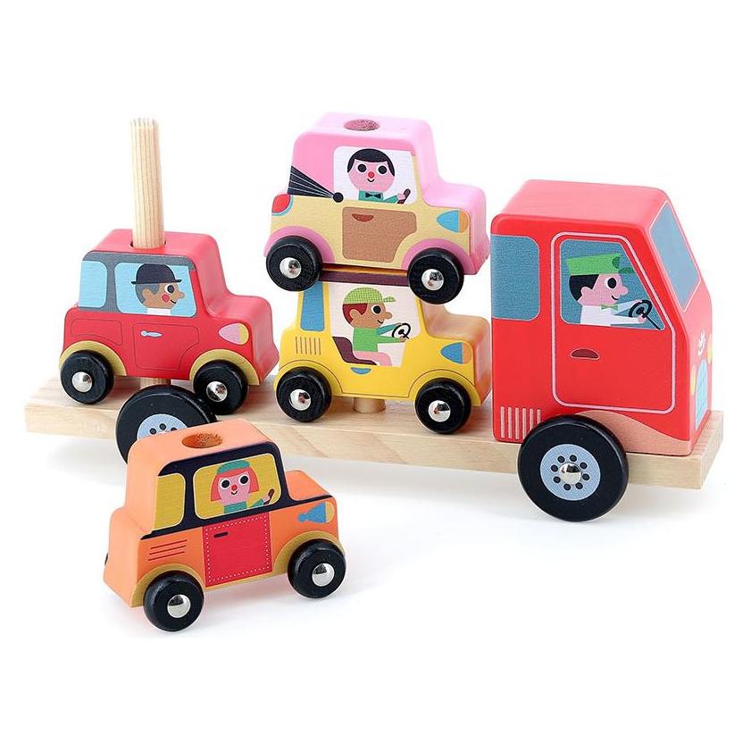 Vilac - Truck with Trailer and Stacking Cars (7636) (7636)
