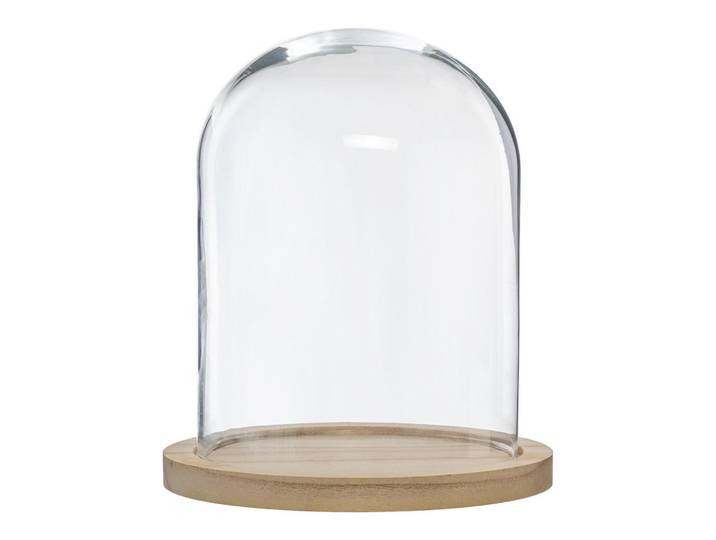 Atmosphera Createur d´interieur Deko-Glaskuppel mit Holzbasis Ø 24 cm, Beige, Glas, 23x29.5x23 cm, Dekoration, Dekofiguren & Skulpturen, Dekoobjekte