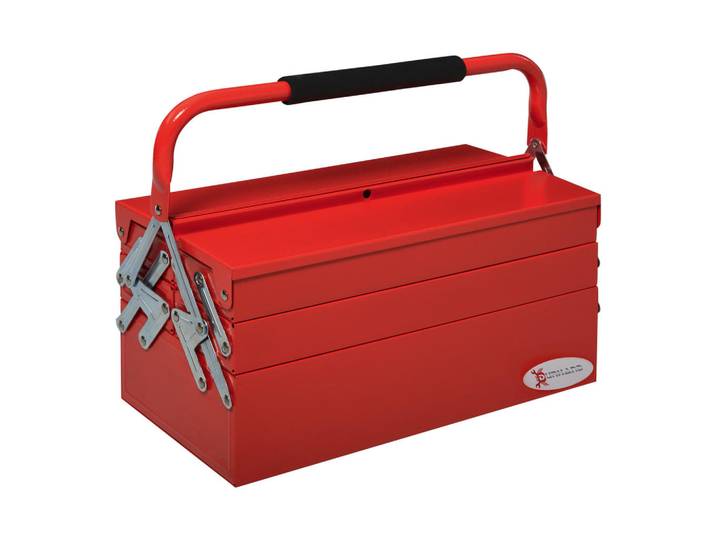 Durhand Werkzeugkasten Werkzeugkoffer 5 Fächer aufklappbar Stahl Rot 45 x 20 x 34,5cm, Metall, 20x34.5x45 cm, Freizeit & Co, Haus & Garten