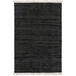 benuta Basic Kurzflor Teppich aus recyceltem Material Tom Schwarz 80x150 cm - Moderner Kurzflor-Teppich für Wohnzimmer