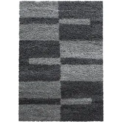 Hochflorteppich Shaggy Kariert Weich Flauschig Waschbar Strapazierfähig Schlafzimmer Esszimmer Grau 280x370 cm – WATZMANN von Kadima Design