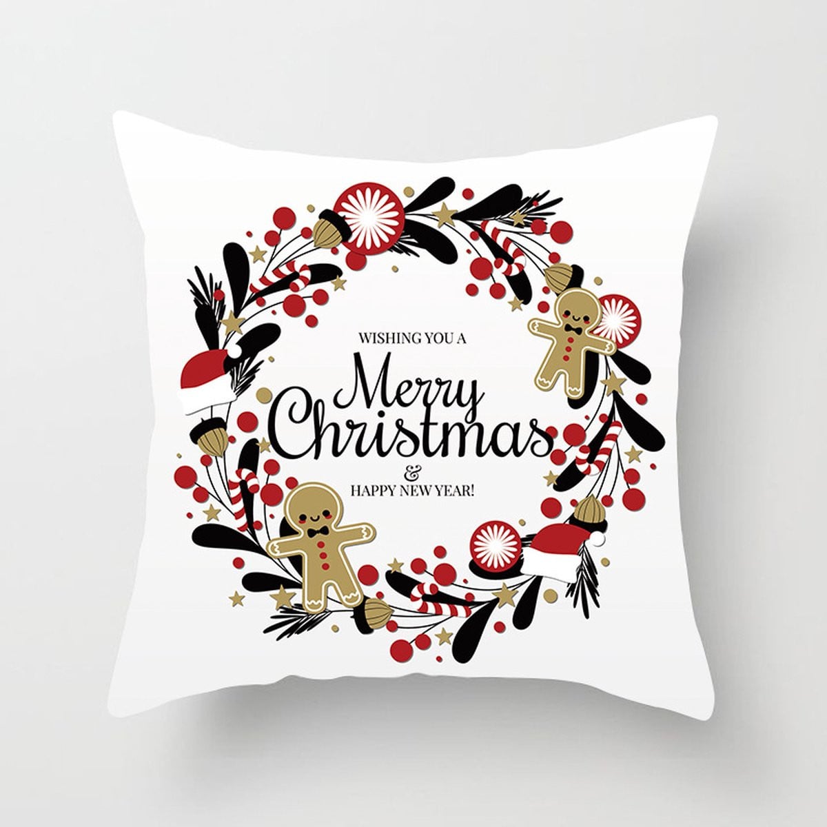 Without Lemon Kerst Kussenhoes - Wit Kerst Krans - Kerstdecoratie