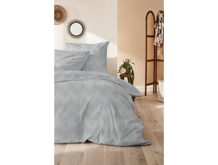 Housse de couette Feinbiber Illusion 135 x 200 cm + oreiller 80 x 80 cm Gris/Gris