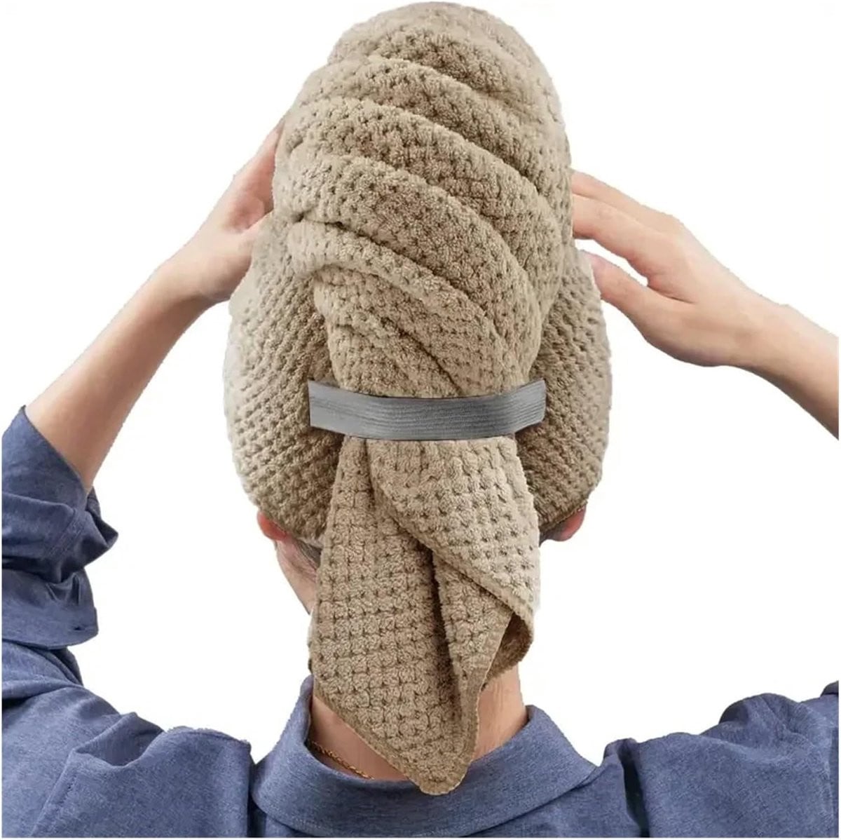Microfiber Haar Handdoek Haarwikkel Turban Khaki Extra Absorberend